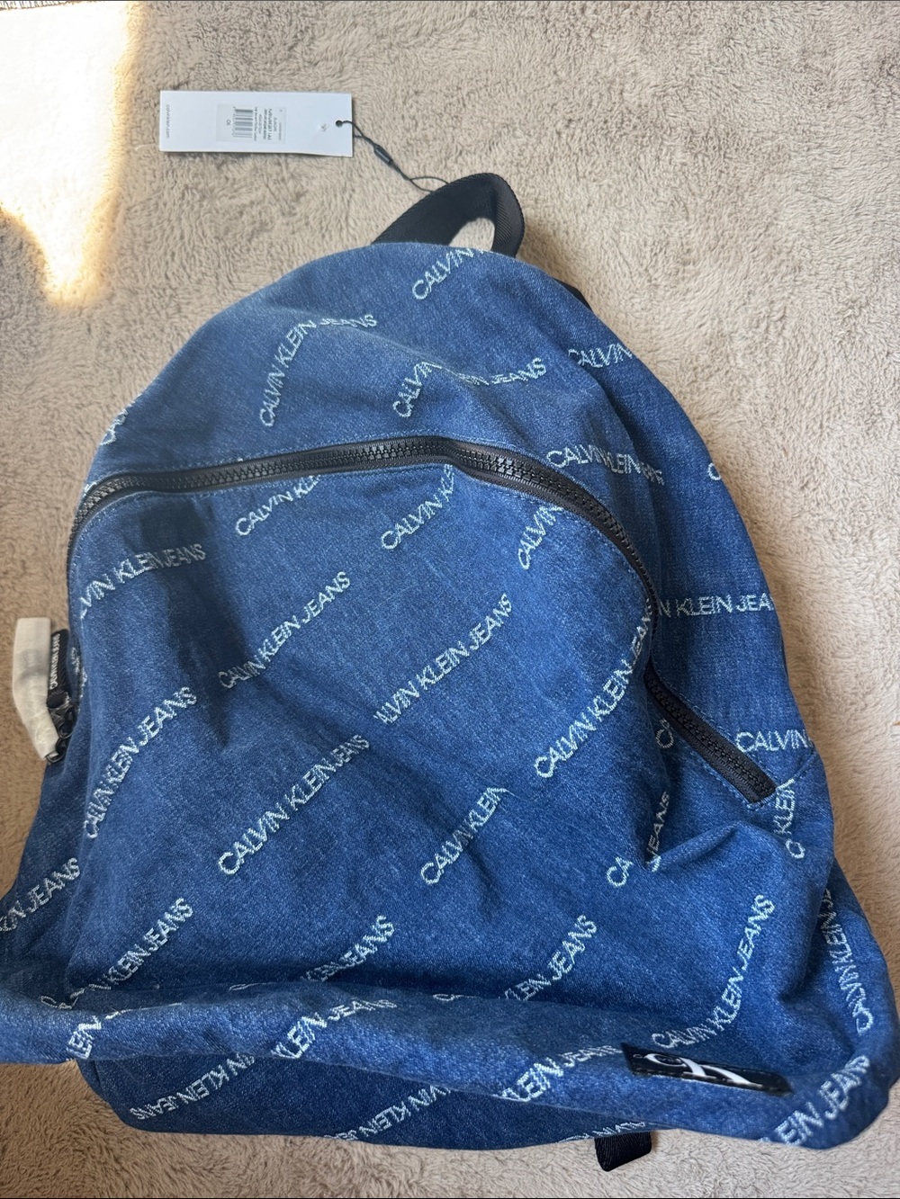 Calvin Klein Jeans Navy Denim Logo Backpack